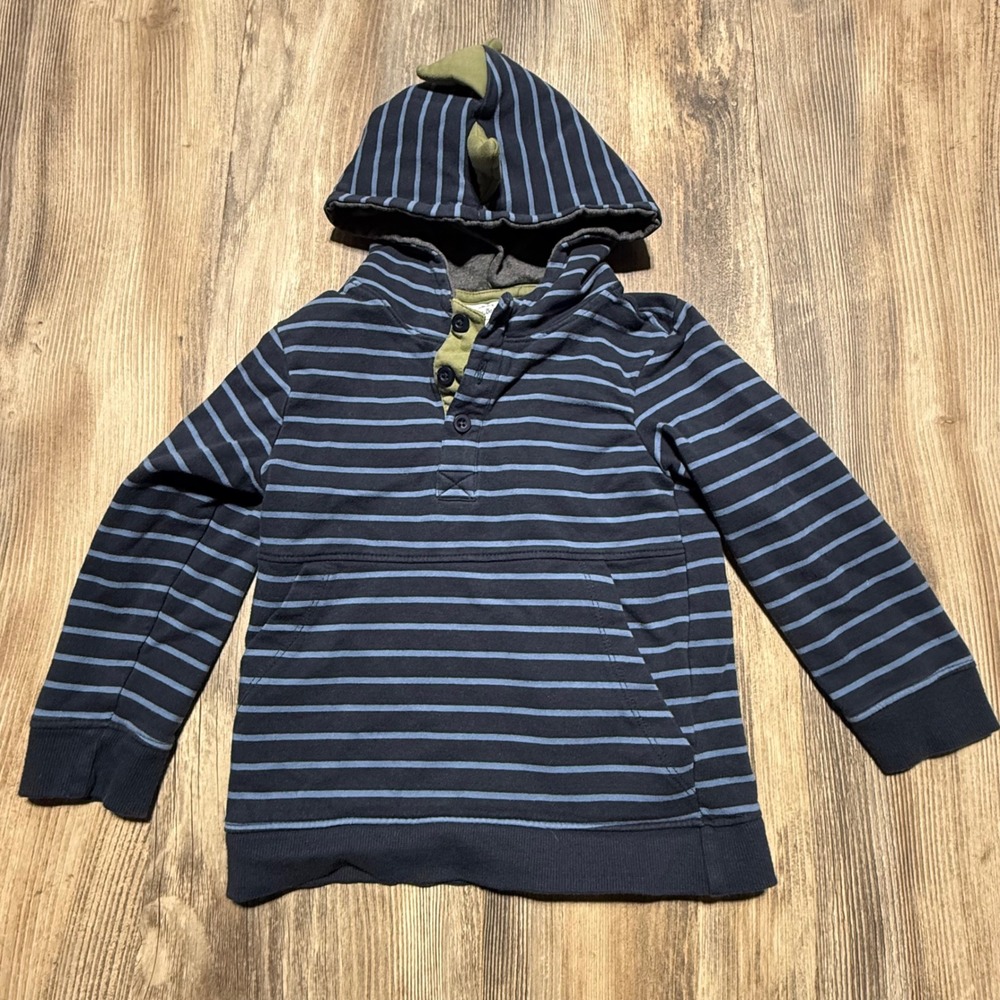 Tommy Bahama Dinosaur Hoodie Blue Striped Kidcore